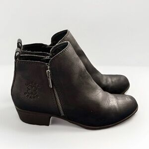 Lucky Brand Girls Ankle Boots Size 3 Black Faux Leather